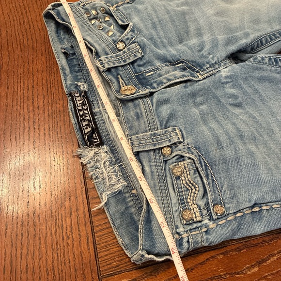 AFFLICTION Jenna Jeans Women 28x32 Gothic Studs Denim Crystal Grunge Thrashed - Picture 9 of 16